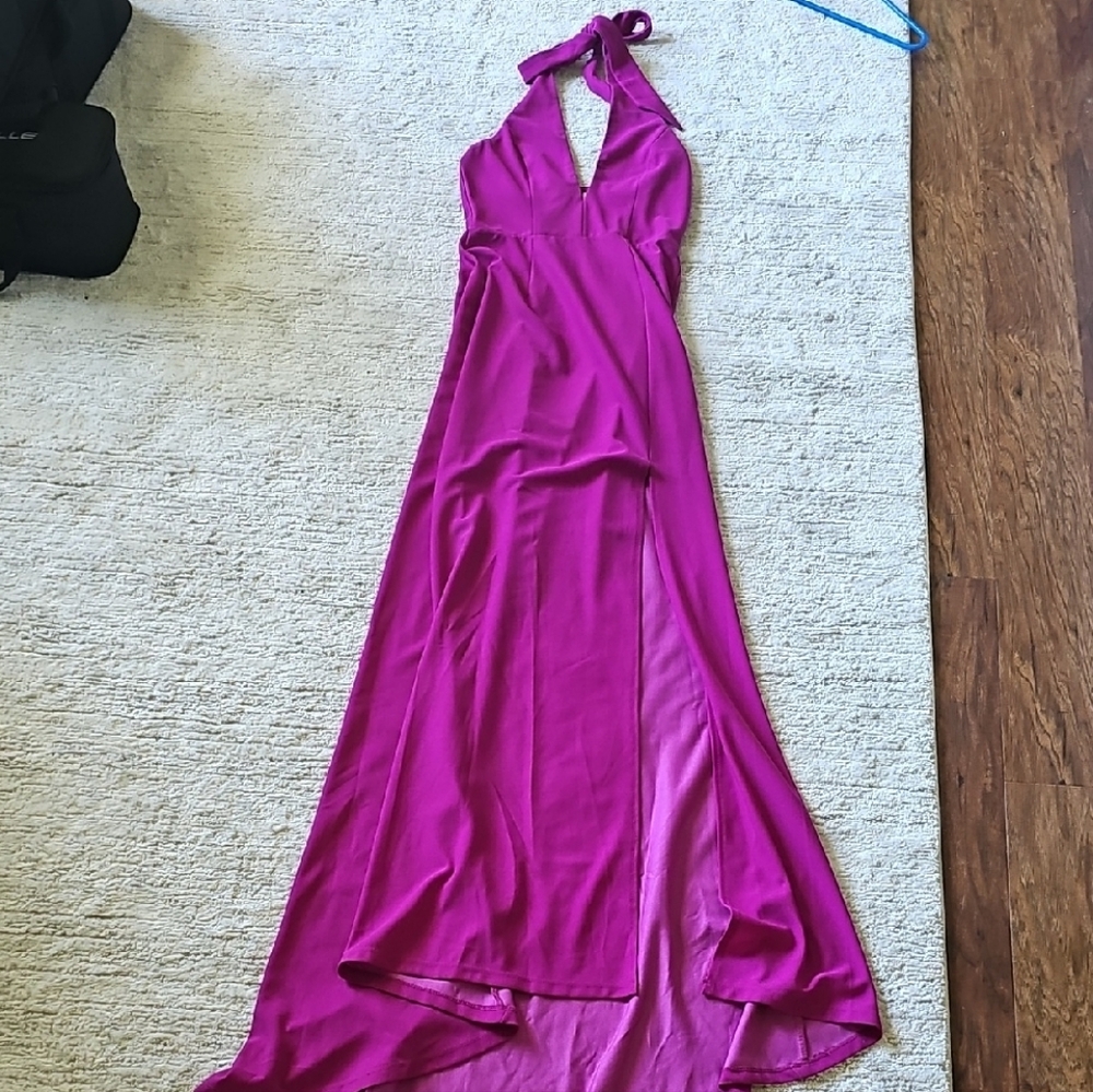 Fushia Halter Neck Long Dress
